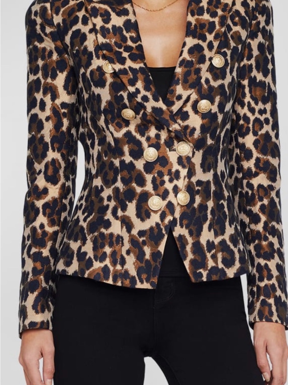L’AGENCE BETHANY STRUCTURED SHOULDER JACQUARD LEOPARD PRINT BLAZER- NEW-SIZE 4